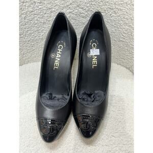 Chanel Black Leather Pumps - Like New with Dustbag & Box - Size 37.5